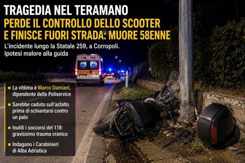 tragedia nella notte a corropoli scooter fuori strada muore un 58enne da Abruzzo24ore.tv tragedia nella notte a corropoli scooter fuori strada muore un 58enne