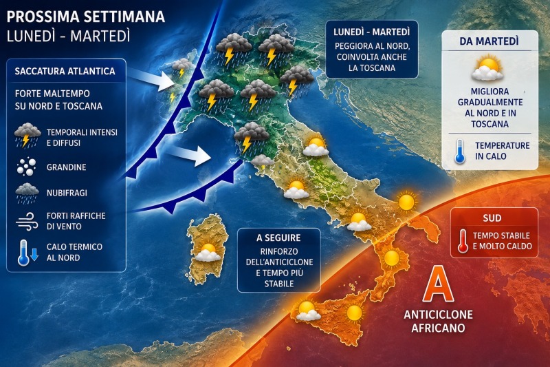 Meteo, nuova svolta sull’Italia: tornano grandine e nubifragi dalla prossima settimana