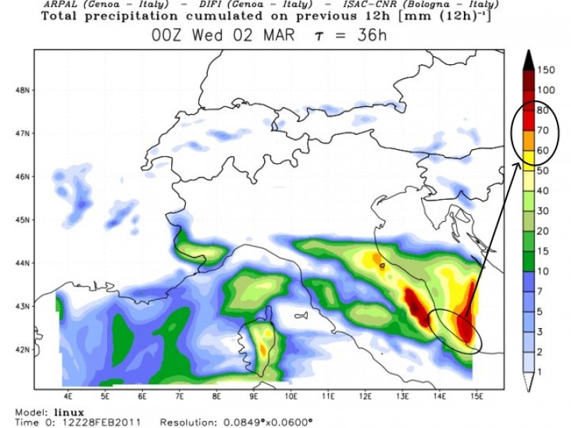 Meteo attese intense precipitazioni, possibili 80 mm di pioggia